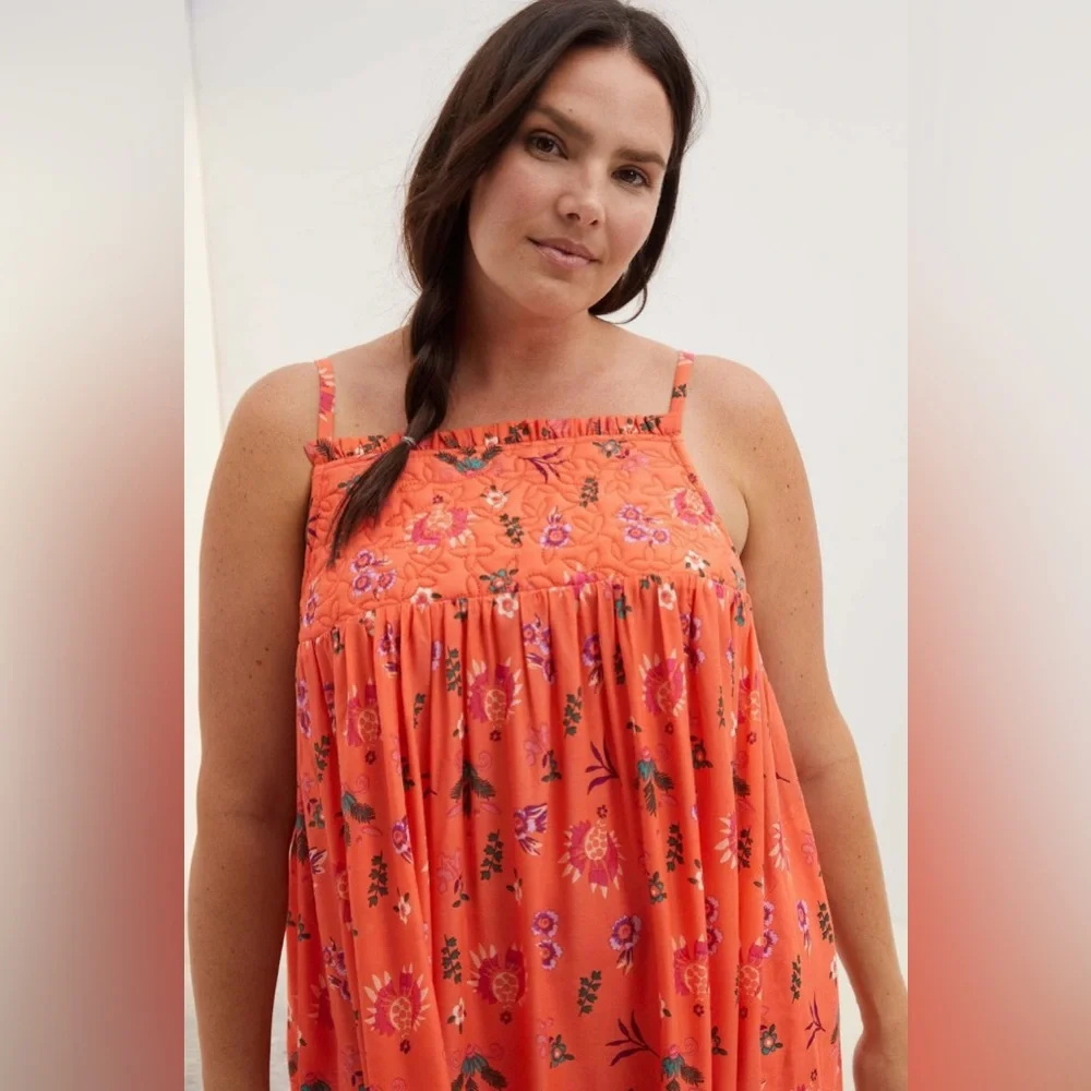 Anthropologie Orange Floral Maxi Dress - Picture 2 of 10
